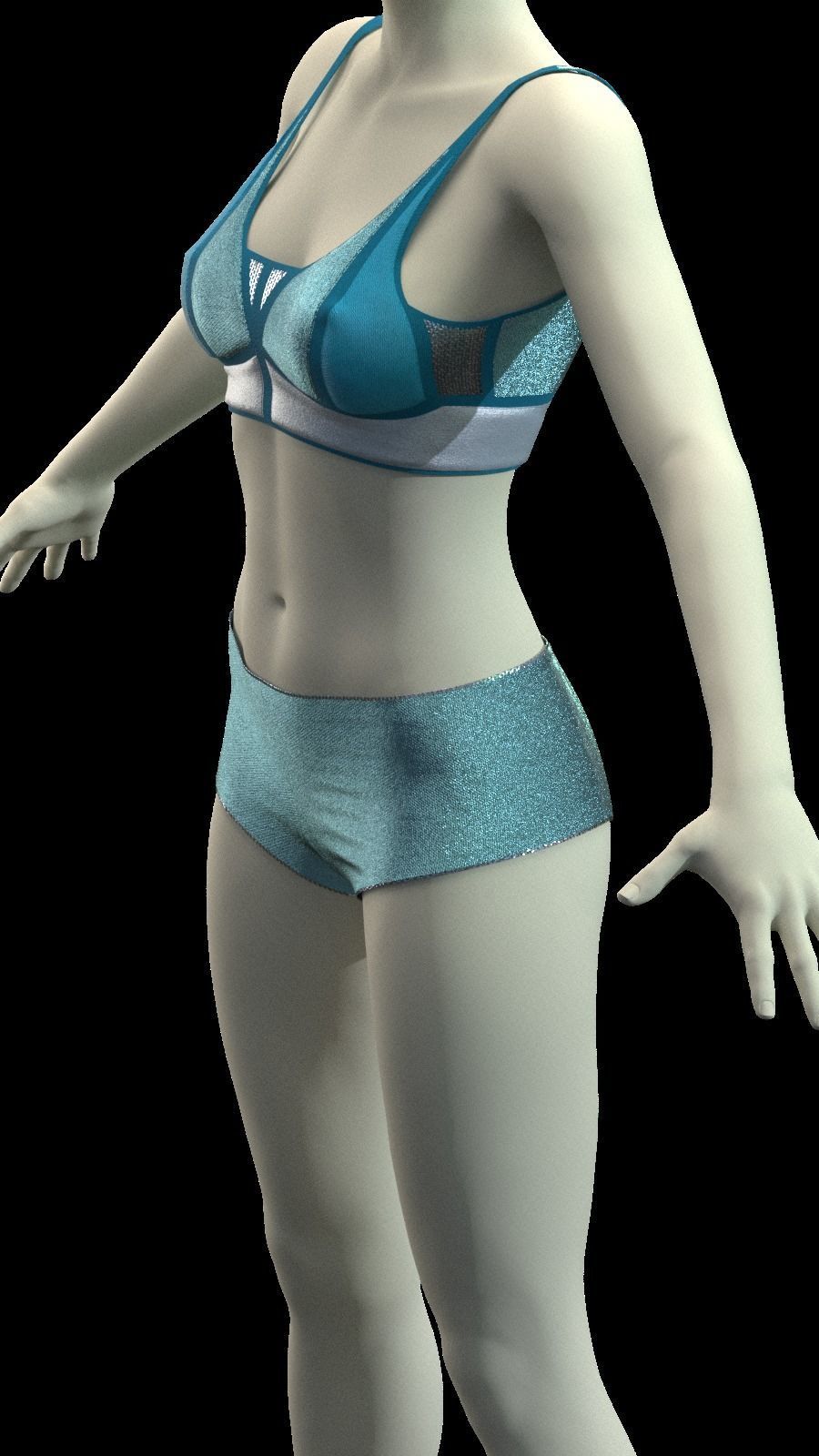 DAZ MALE FEMALE swimsuit lingerie SET 3D model_1