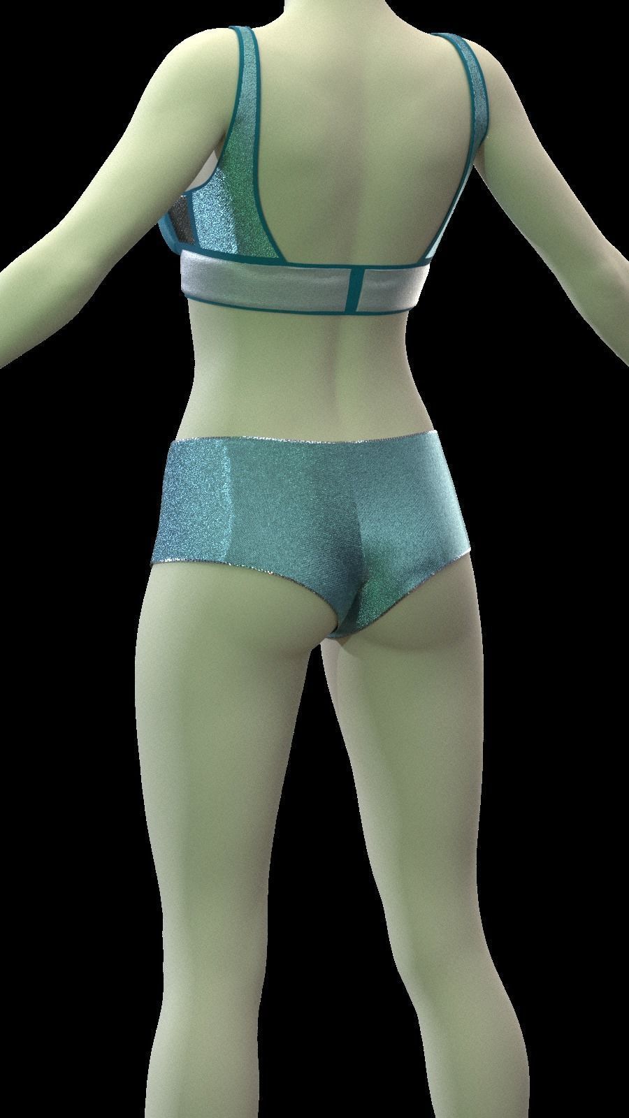 DAZ MALE FEMALE swimsuit lingerie SET 3D model_7
