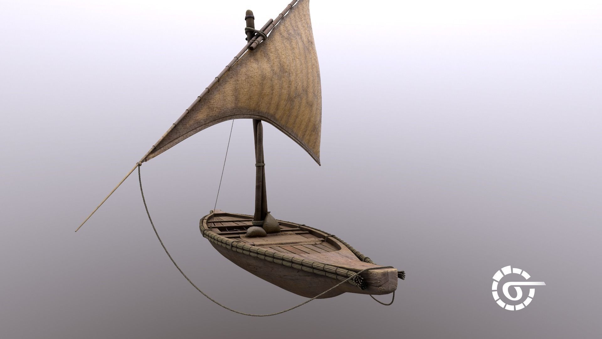Floka Ancient Egypt River Boat 3D model_4