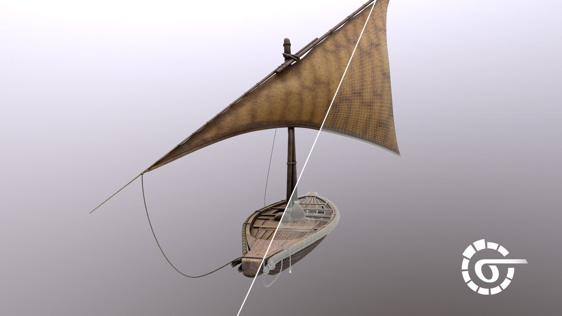 Floka Ancient Egypt River Boat 3D model_2