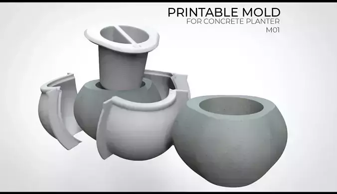 PRINTABLE CONCRETE PLANTER MOLD M01