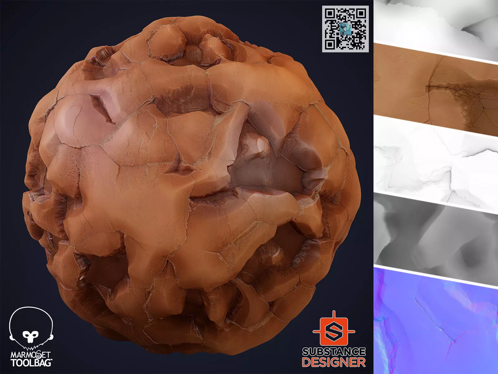 Stylized Clay Cliff Generator - PBR - 4K - PNG - SBSAR Texture_0