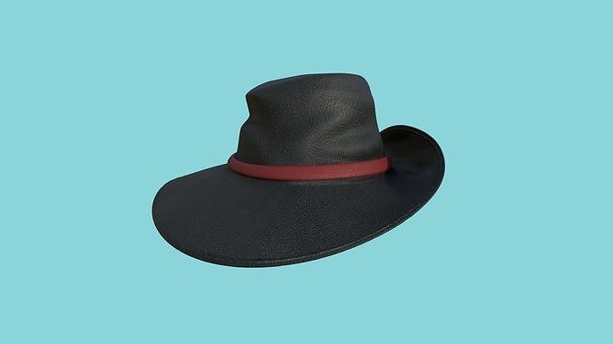 Black Leather Hat - Character Fashion Design Low-poly 3D model