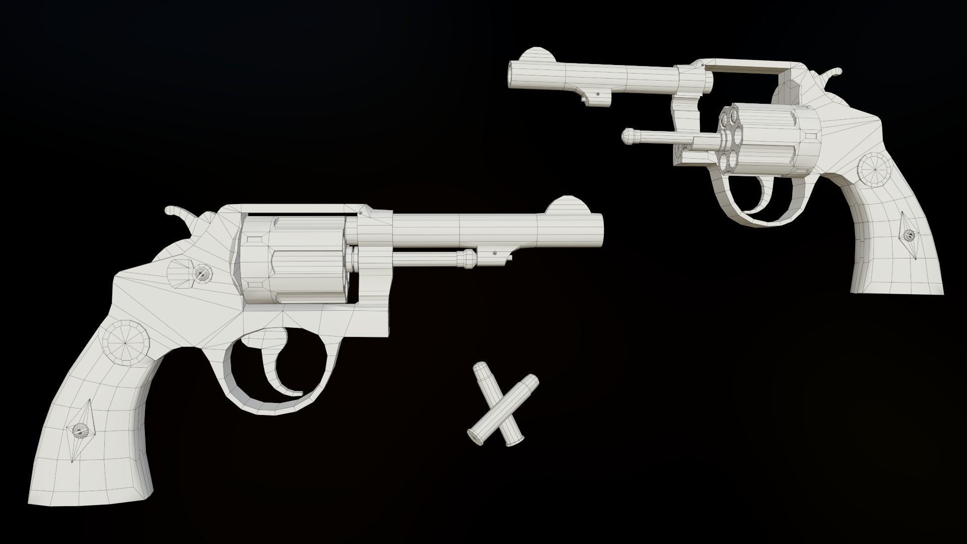 Old Used Revolver Low-poly 3D model_6