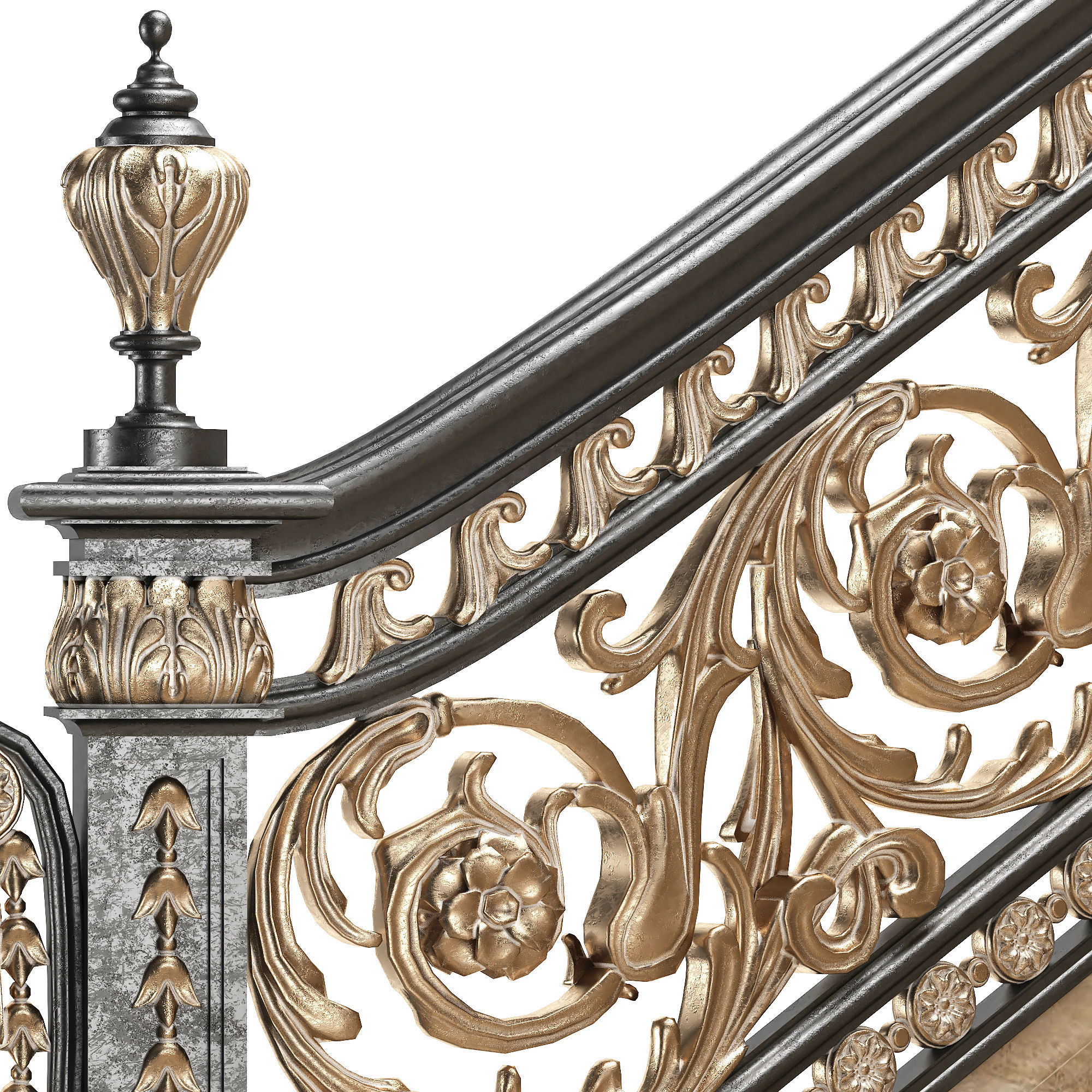 classical staircase Low-poly 3D model_6