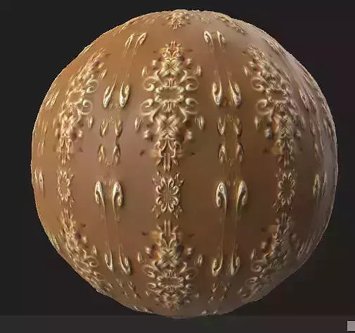 Vintage golden doodles Surface PBR Texture on brown background