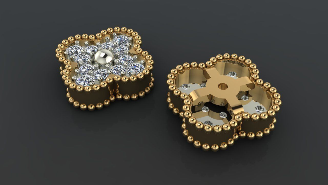 Earring 9 flower with measurements 3D print model_2