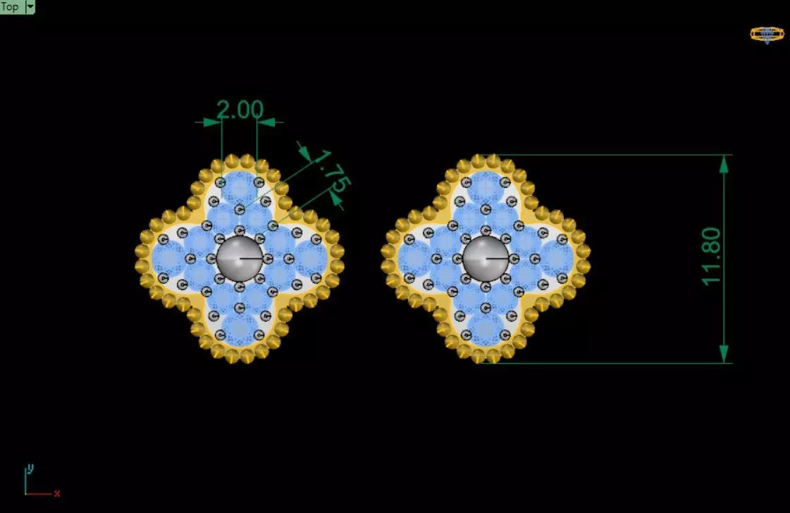 Earring 9 flower with measurements 3D print model_0