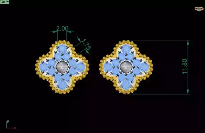 Earring 9 flower with measurements