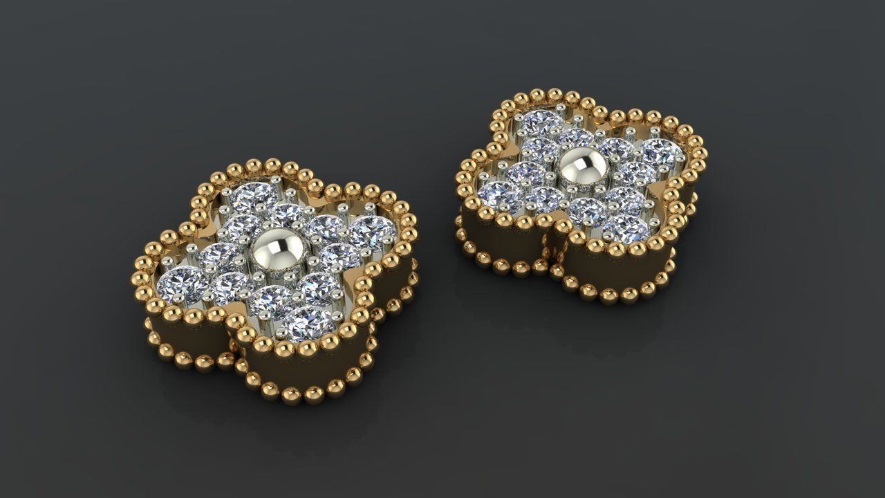 Earring 9 flower with measurements 3D print model_1