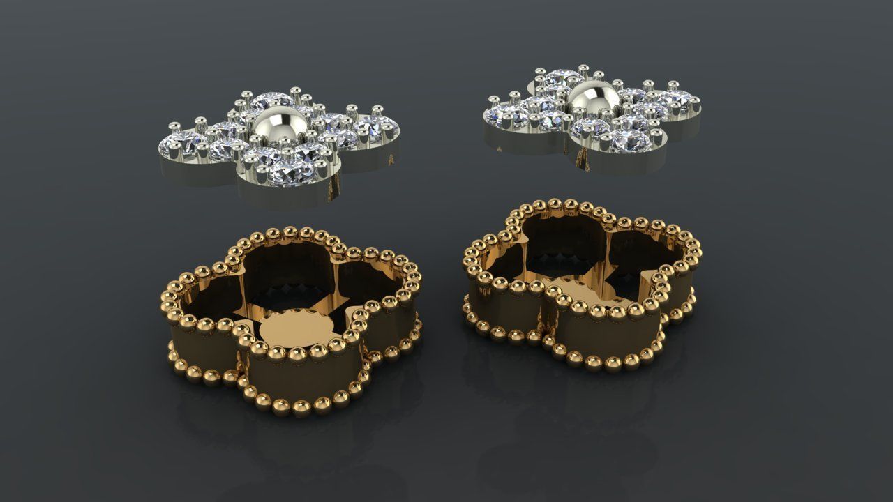 Earring 9 flower with measurements 3D print model_3