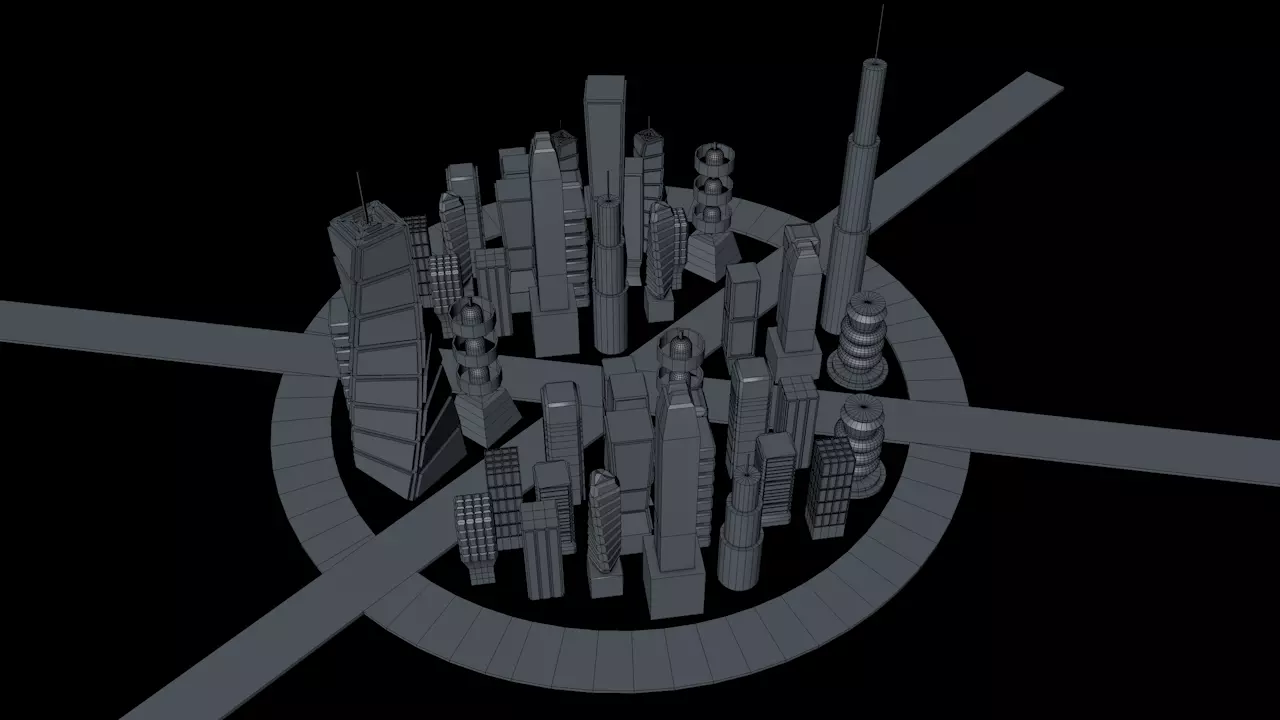 16 Buildings Pack Sci-Fi Cityscape Free 3D model