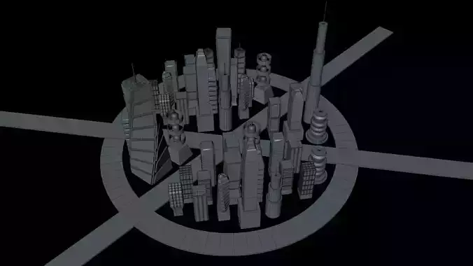 16 Buildings Pack Sci-Fi Cityscape