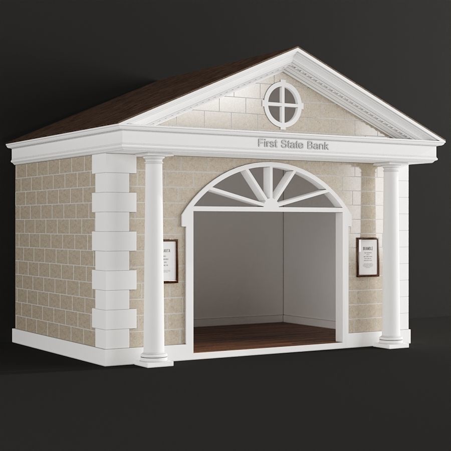 Children playhouse First state Bank for kids 3D model_1