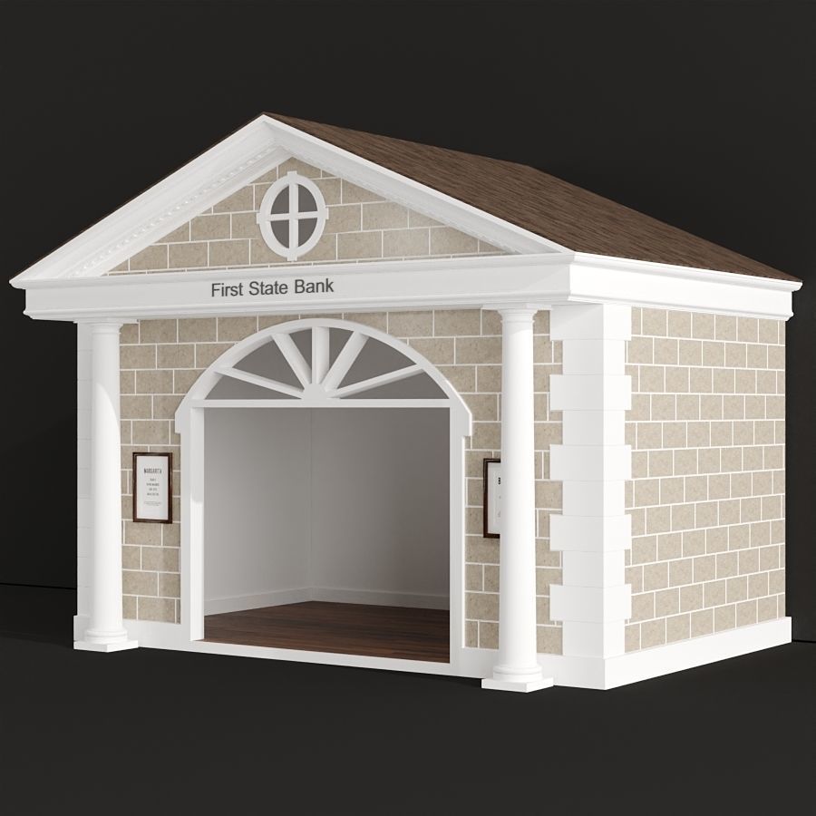 Children playhouse First state Bank for kids 3D model_2