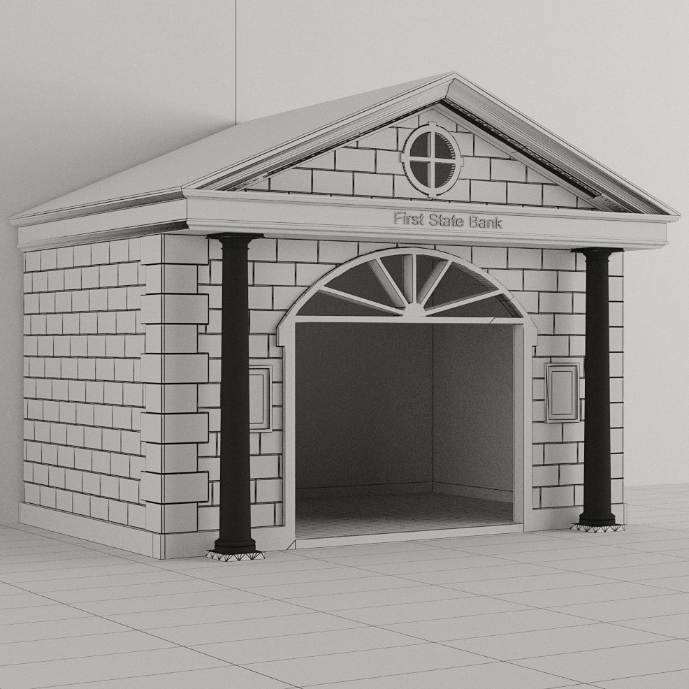 Children playhouse First state Bank for kids 3D model_5