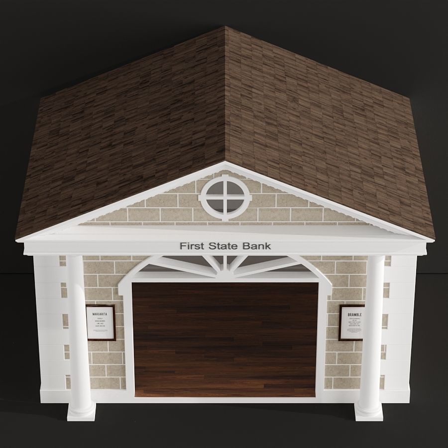 Children playhouse First state Bank for kids 3D model_4