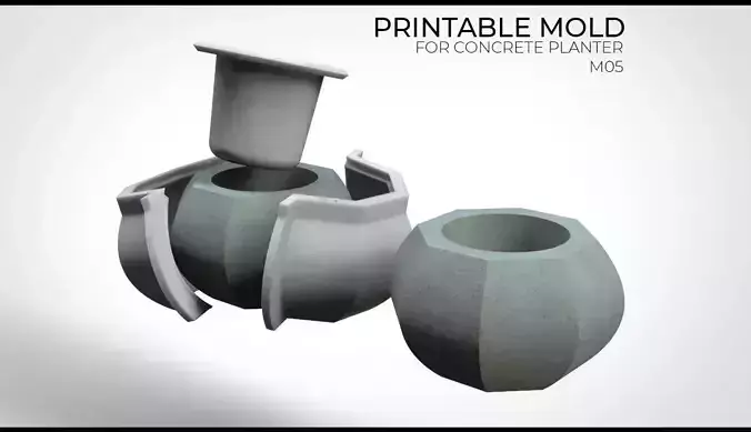 PRINTABLE CONCRETE PLANTER MOLD M05