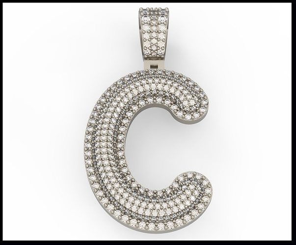 C BUBLLE FONT PENDANT 3D print model