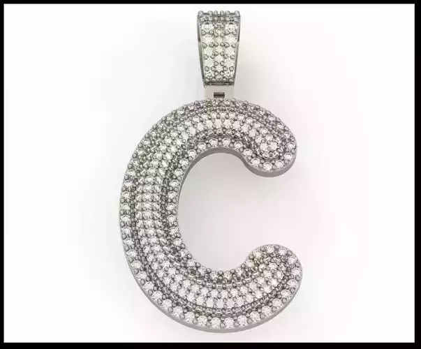 C BUBLLE FONT PENDANT 3D print model