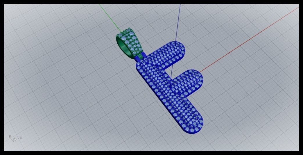 F BUBLLE FONT PENDANT 3D print model_1