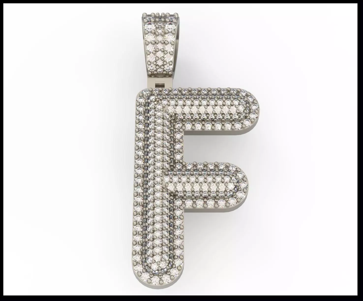 F BUBLLE FONT PENDANT 3D print model_0