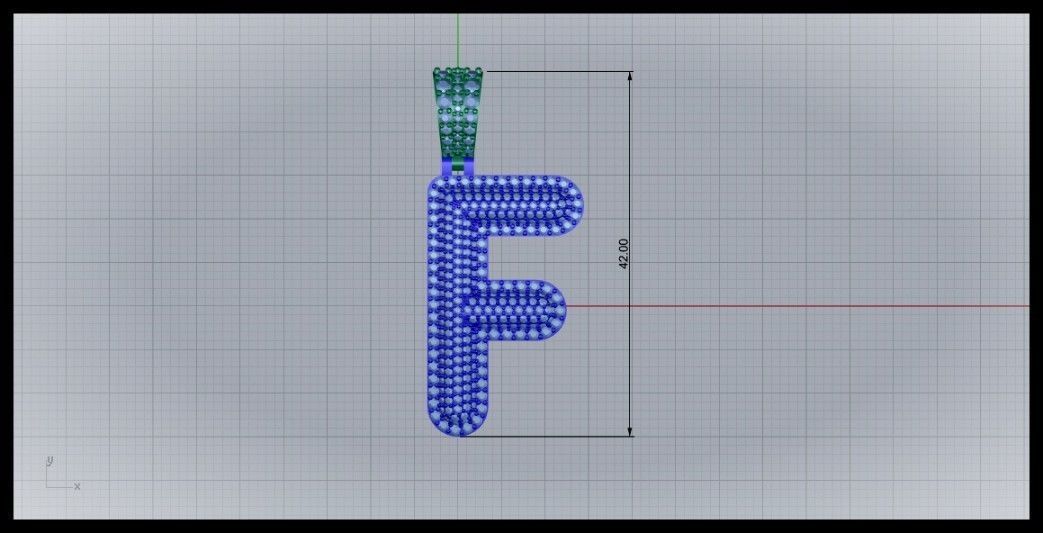 F BUBLLE FONT PENDANT 3D print model_6