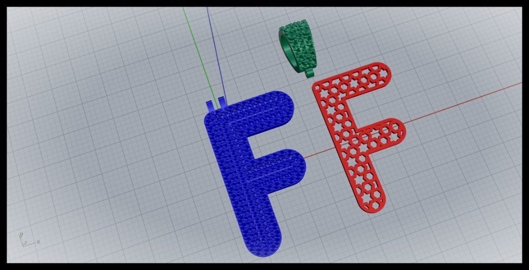 F BUBLLE FONT PENDANT 3D print model_8