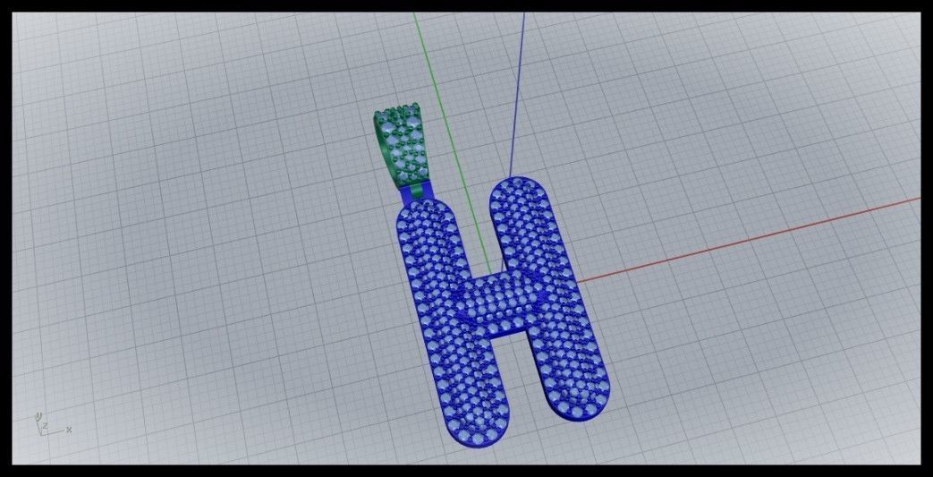 H BUBLLE FONT PENDANT 3D print model_1