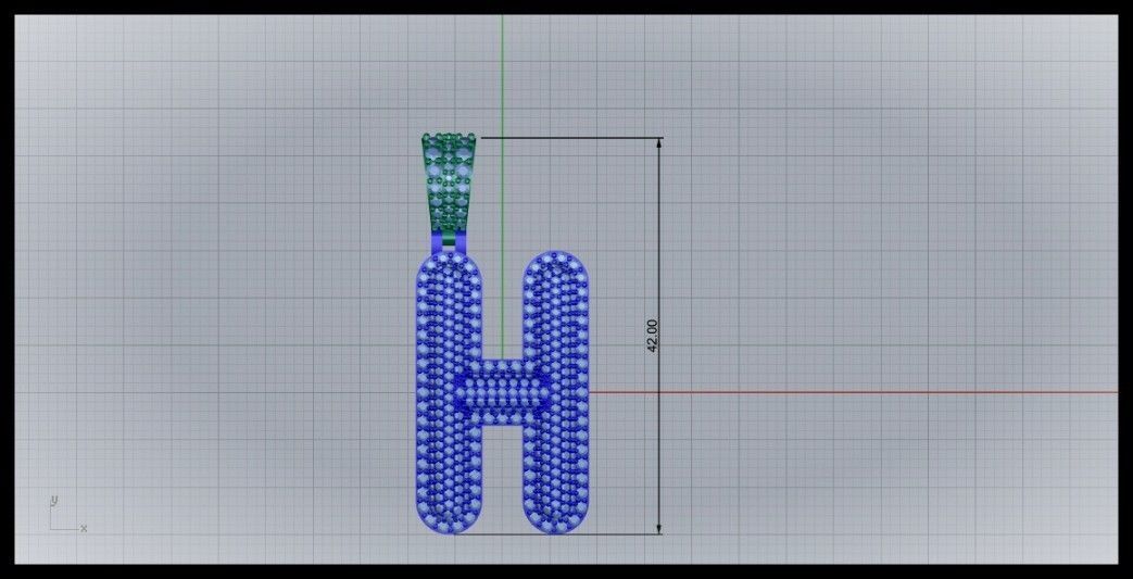 H BUBLLE FONT PENDANT 3D print model_8
