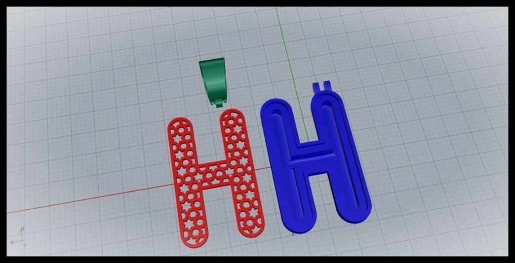 H BUBLLE FONT PENDANT 3D print model_7