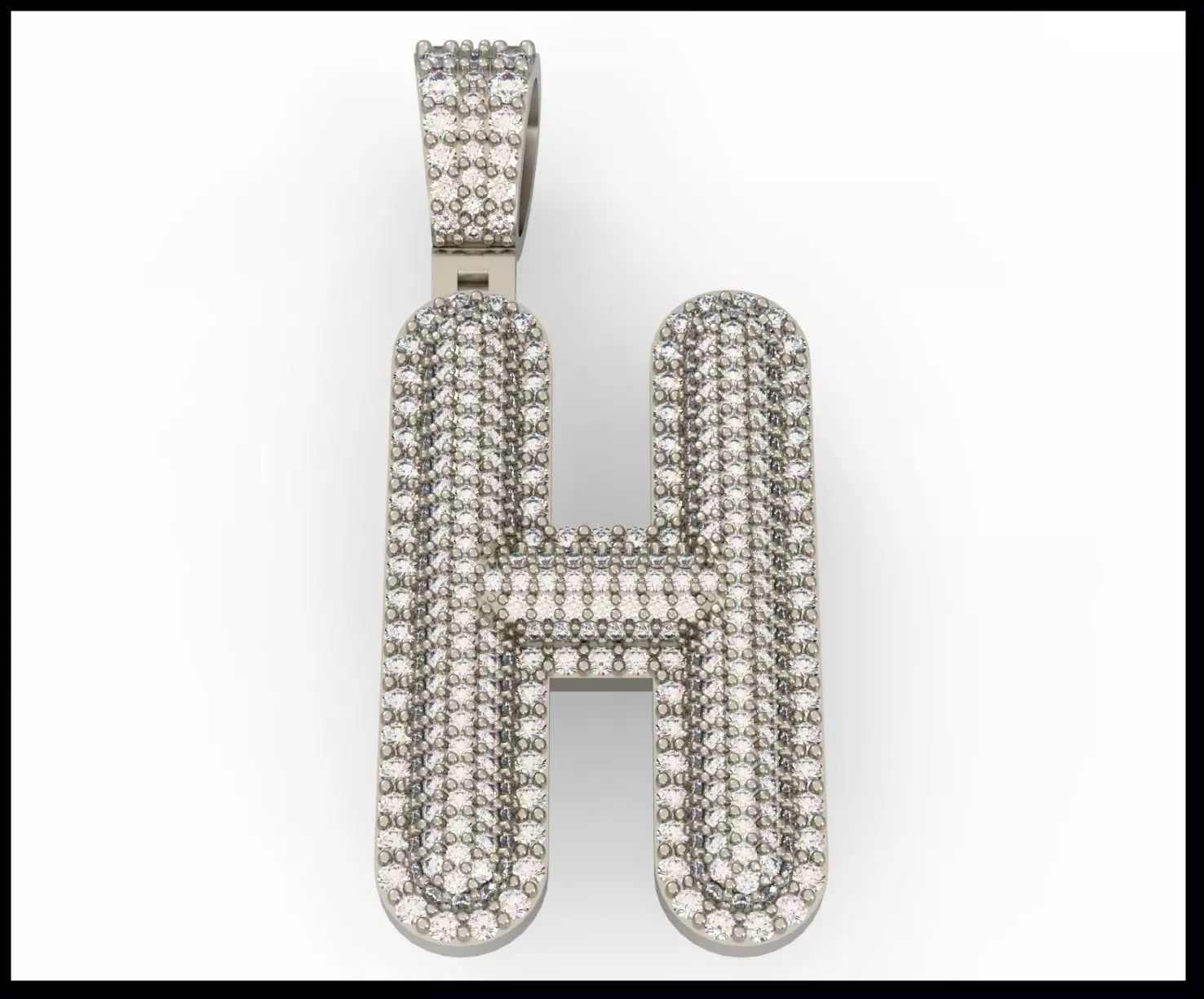 H BUBLLE FONT PENDANT 3D print model_0