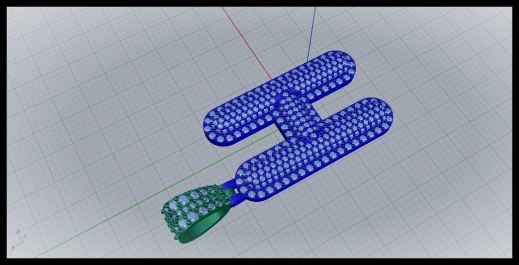 H BUBLLE FONT PENDANT 3D print model_3