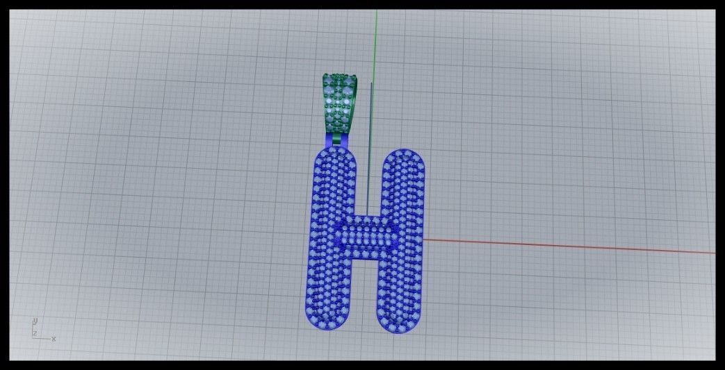 H BUBLLE FONT PENDANT 3D print model_5