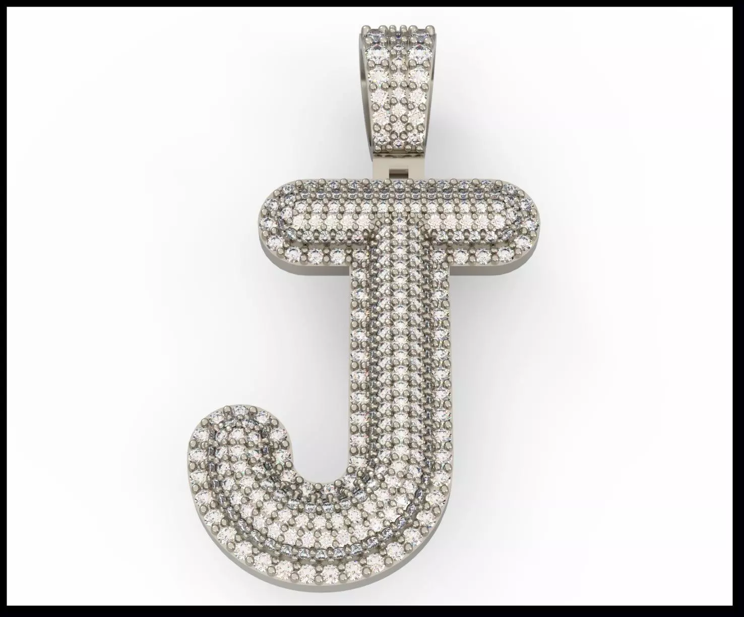 J BUBLLE FONT PENDANT 3D print model_0