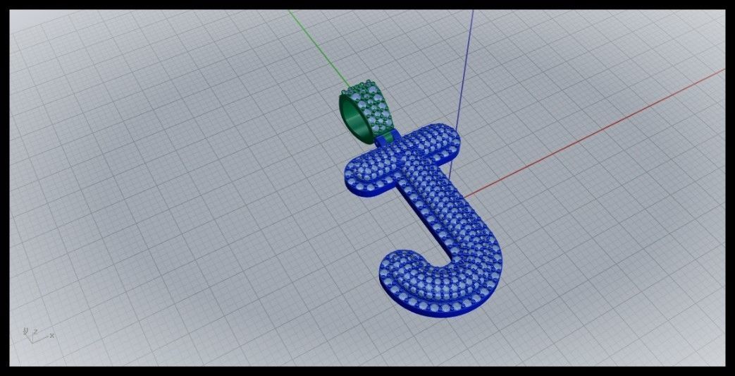 J BUBLLE FONT PENDANT 3D print model_1