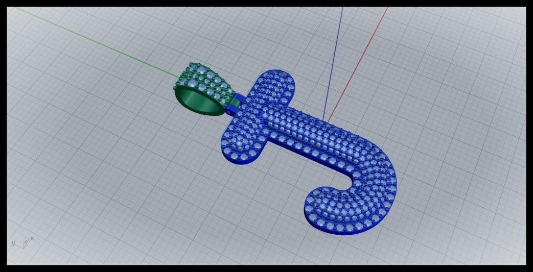 J BUBLLE FONT PENDANT 3D print model_2