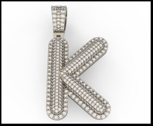K BUBLLE FONT PENDANT 3D print model