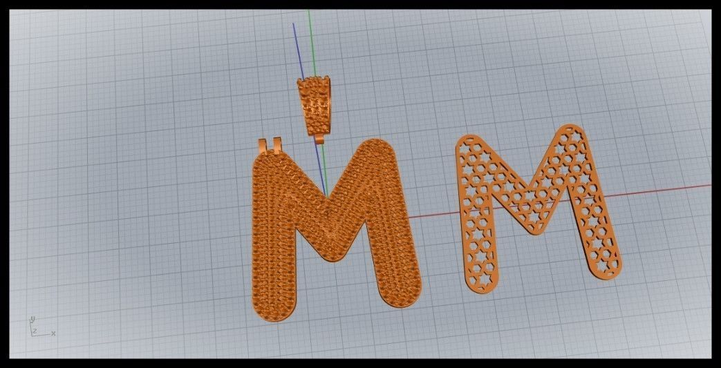 M BUBLLE FONT PENDANT 3D print model_8