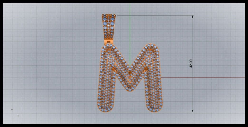 M BUBLLE FONT PENDANT 3D print model_6