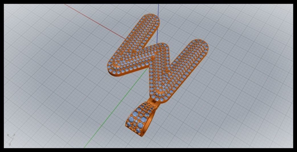 M BUBLLE FONT PENDANT 3D print model_3