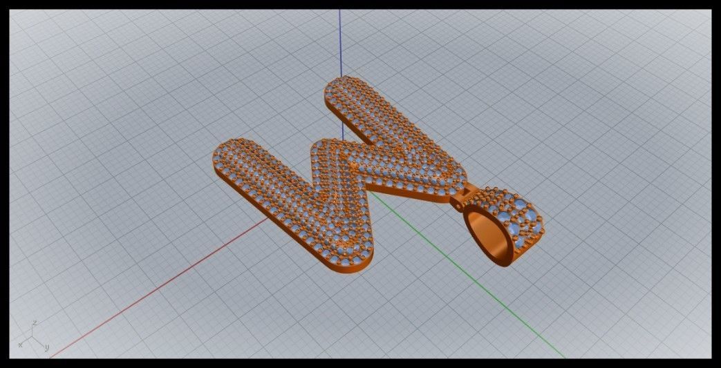 M BUBLLE FONT PENDANT 3D print model_4