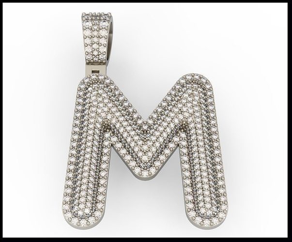 M BUBLLE FONT PENDANT 3D print model