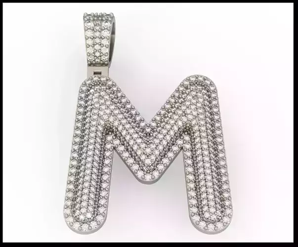 M BUBLLE FONT PENDANT 3D print model