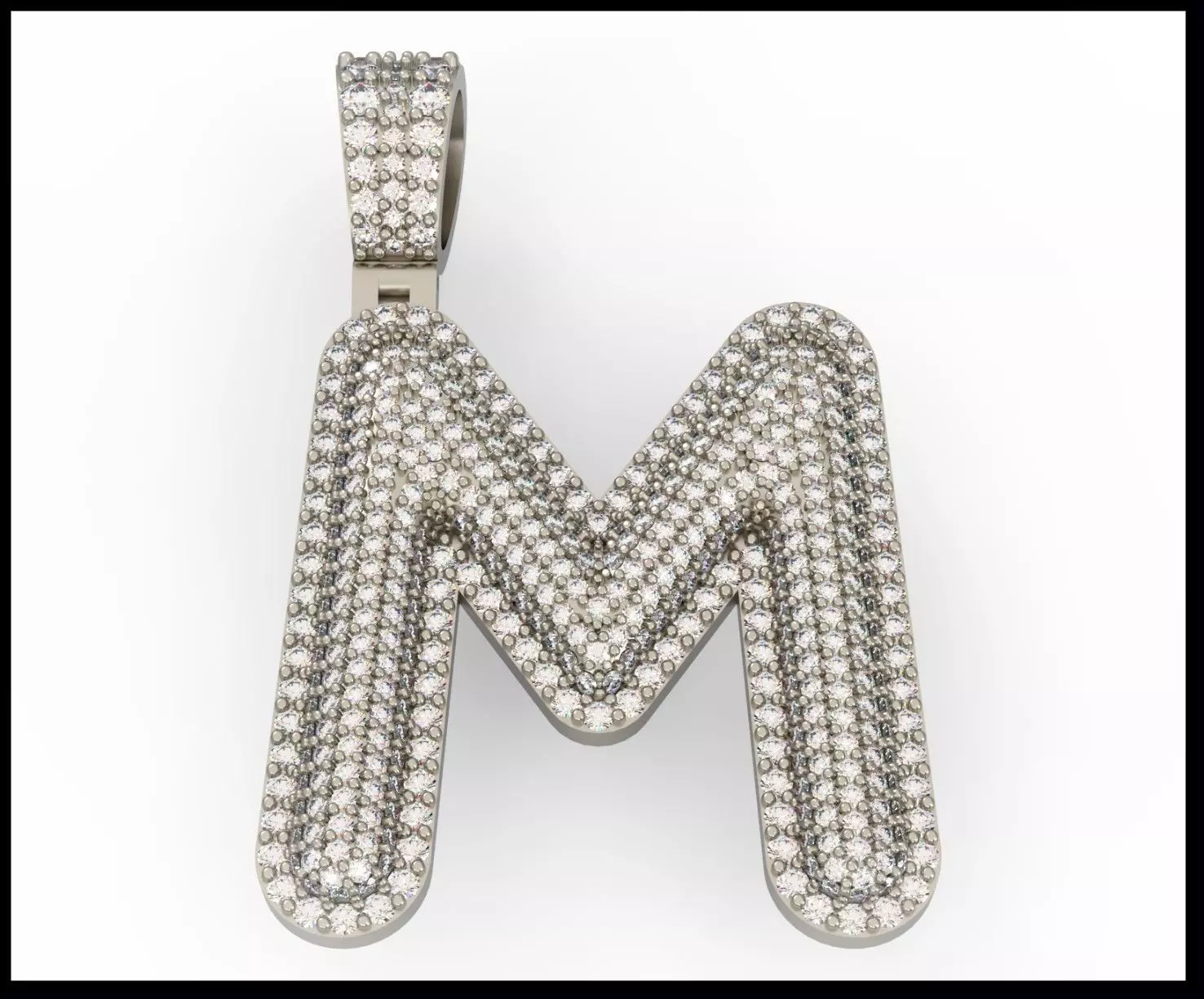 M BUBLLE FONT PENDANT 3D print model_0