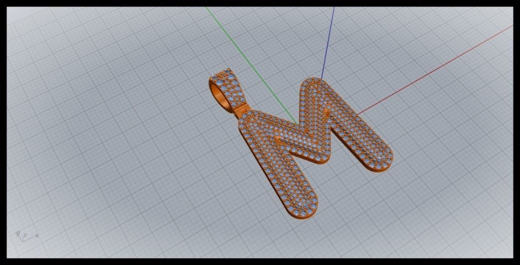 M BUBLLE FONT PENDANT 3D print model_1