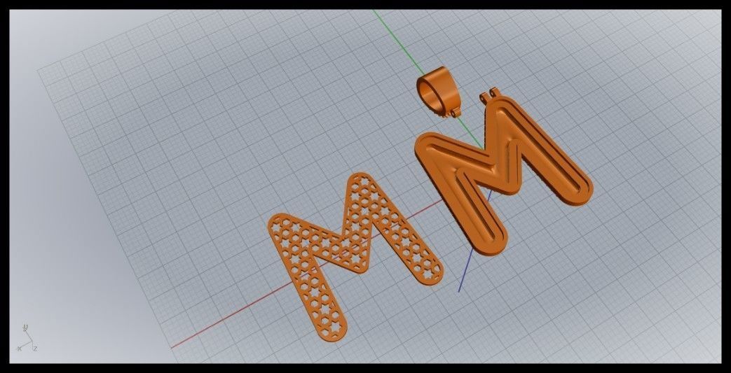 M BUBLLE FONT PENDANT 3D print model_7