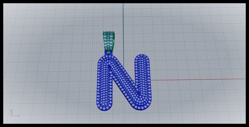 N BUBLLE FONT PENDANT 3D print model_5