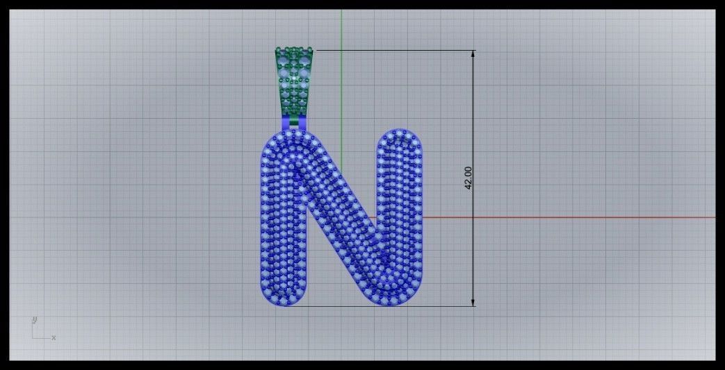 N BUBLLE FONT PENDANT 3D print model_6