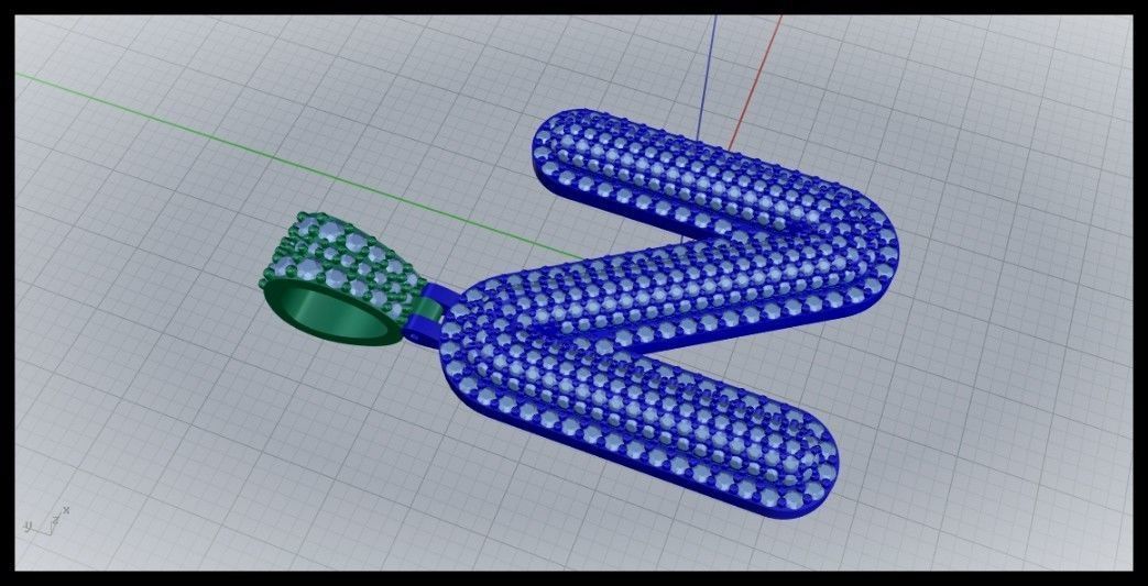 N BUBLLE FONT PENDANT 3D print model_2